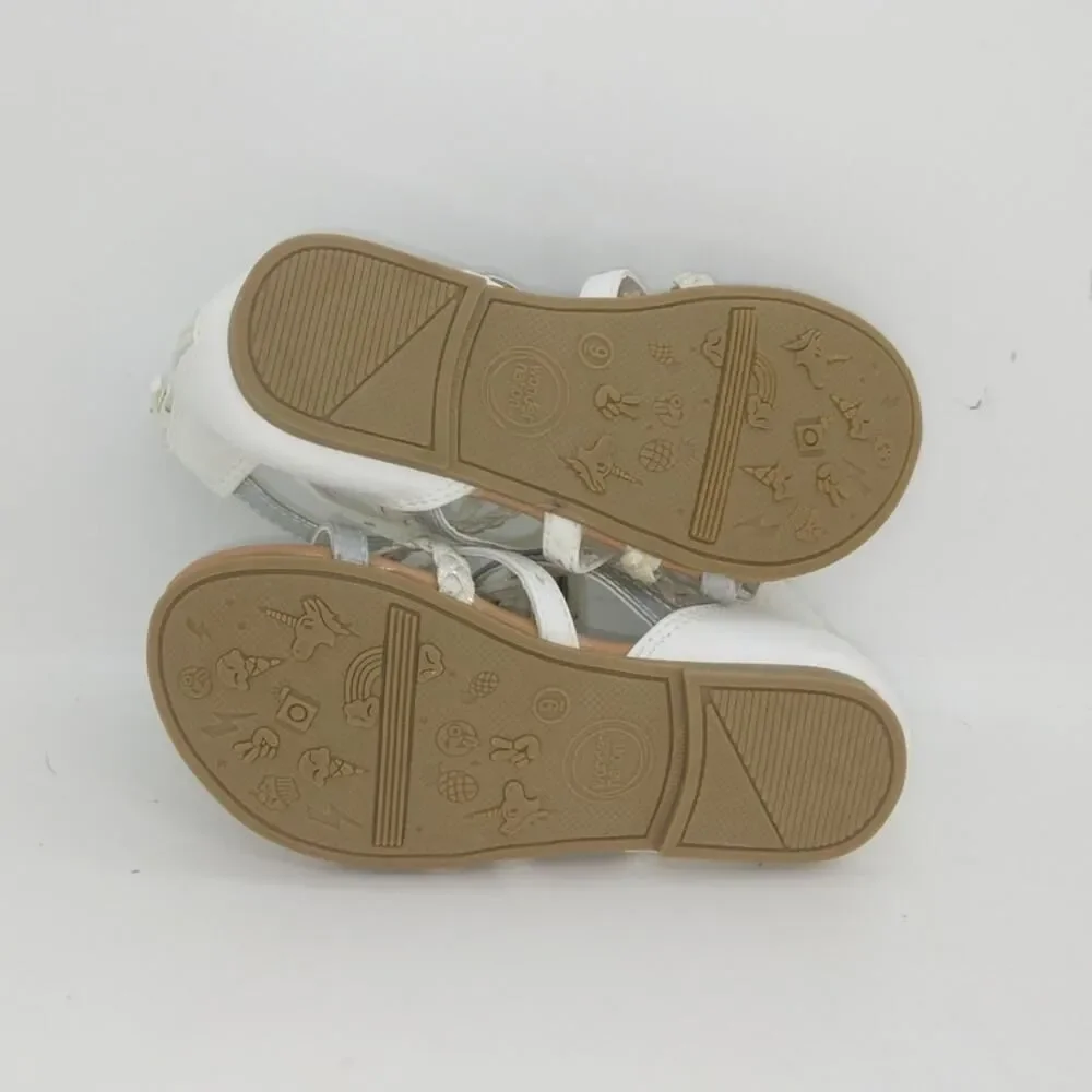 WONDER NATION Toddler Girls White Braided Gladiator Sandals - Size: 9T